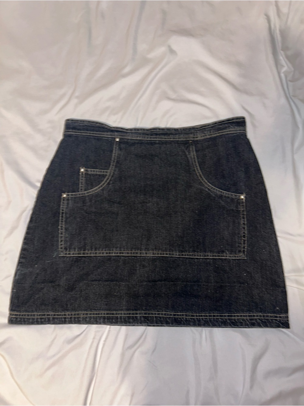 Black Denim Skirt with Front Pocket
